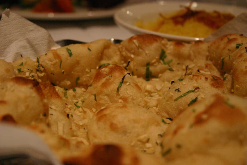 Freshly baked garlic nan